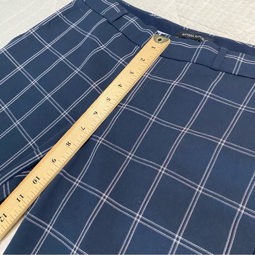 Banana Republic Navy Blue Plaid Ryan Dress Slim Ankle Pants Sz 6 Stretch Fabric - Picture 7 of 12